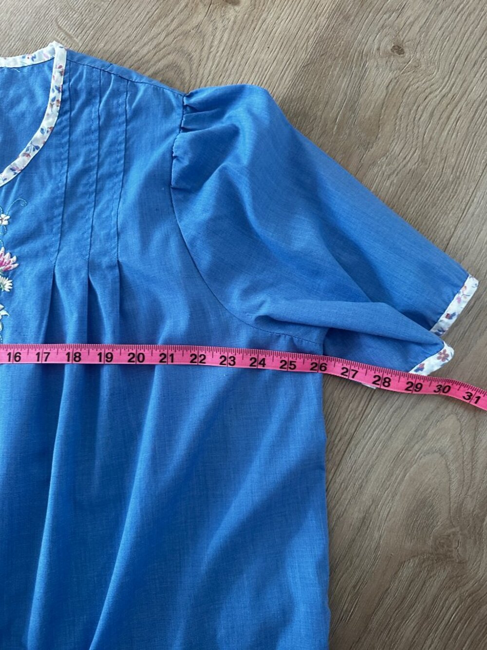 Women's Vintage Embroidered Retro House/Porch Dress sz XL - Royal Blue - Picture 9 of 11